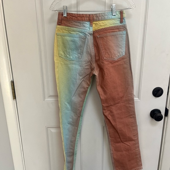 Zara heatwave straight leg high rise tie dye multicolor pant fun summer size 4 - Picture 5 of 5